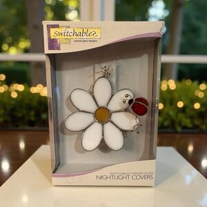 Switchables Stained Glass Night Light Cover Daisy Ladybug Vtg 2005 Spring EUC